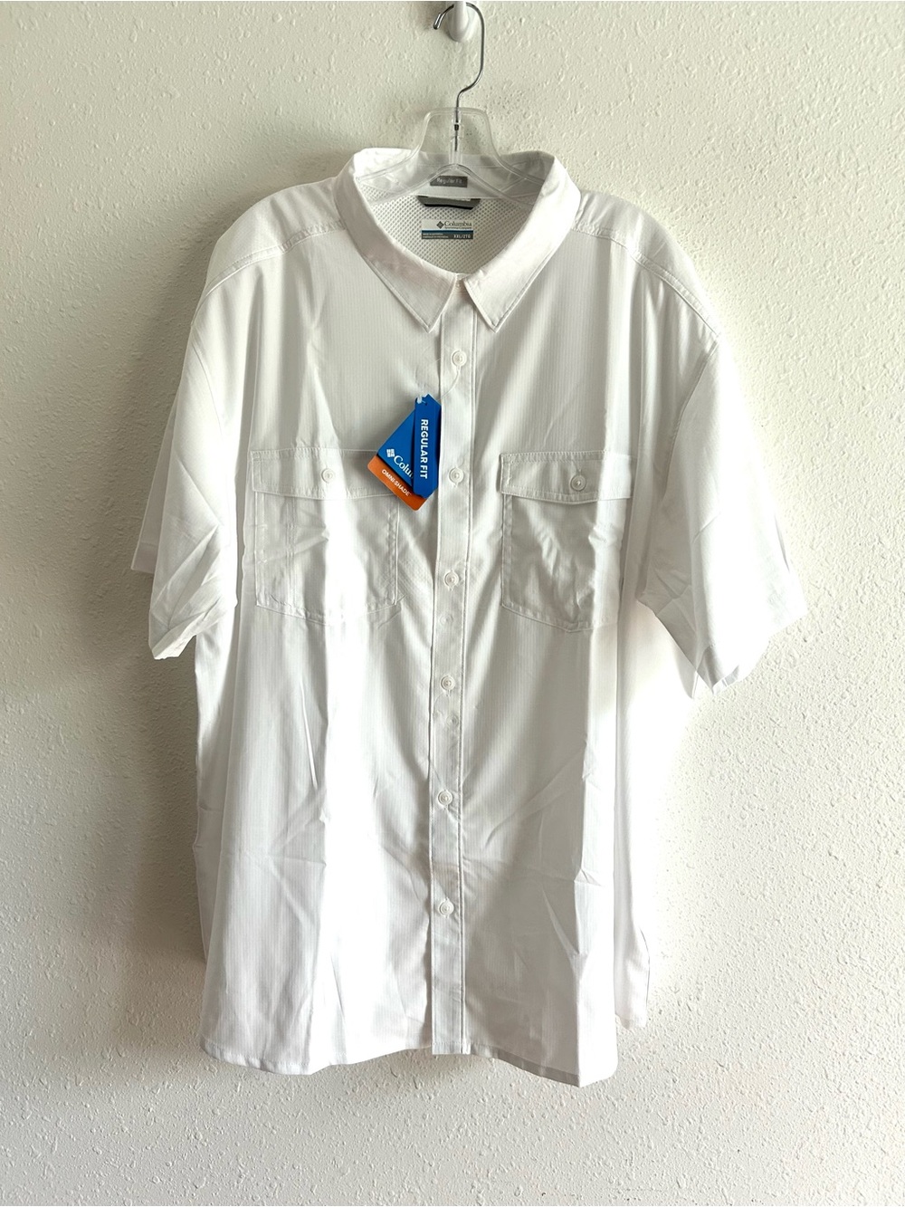 Columbia Short Sleeve Shirt Men's Size 2XL White Omni Shade Fishing Outdoor